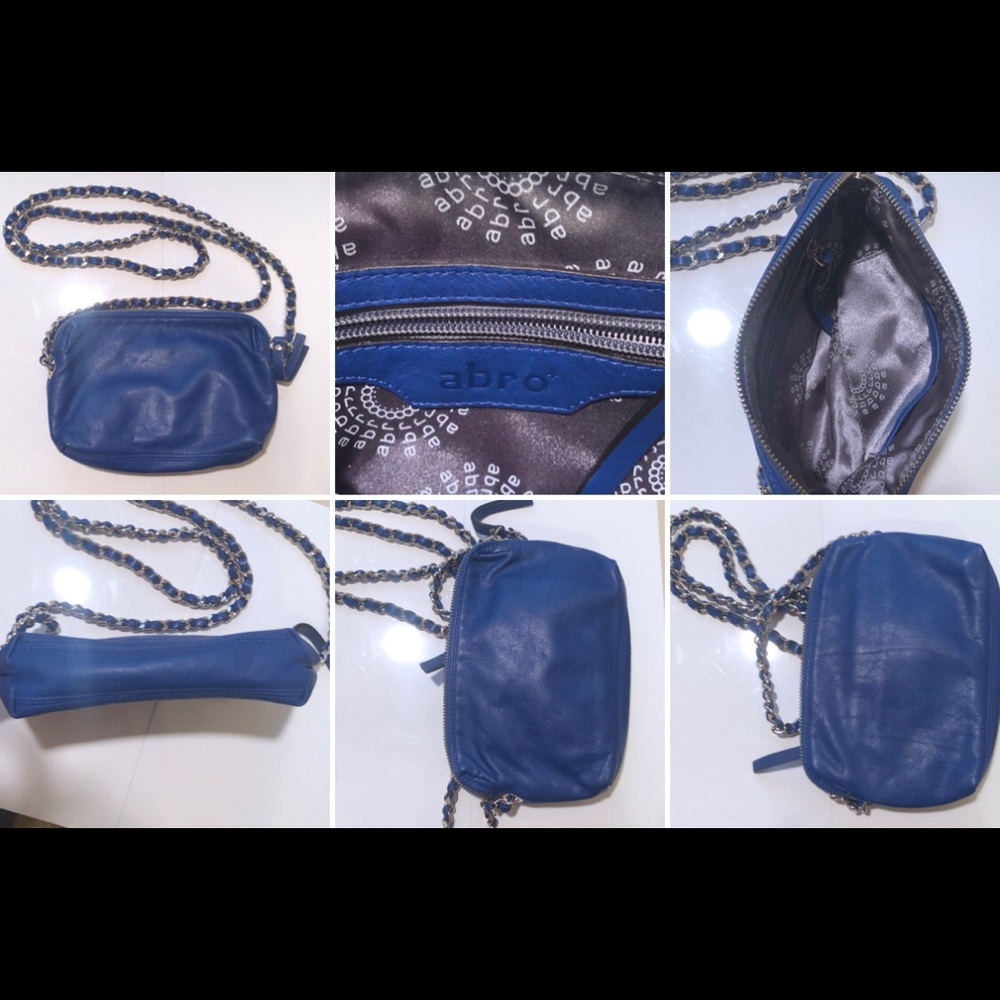 Abro blue leather cross body purse